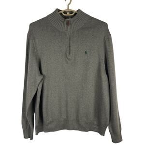 Polo Ralph Lauren 1/4 Zip Pullover Sweater Gray Green Pony Cotton Men's 2X BIG
